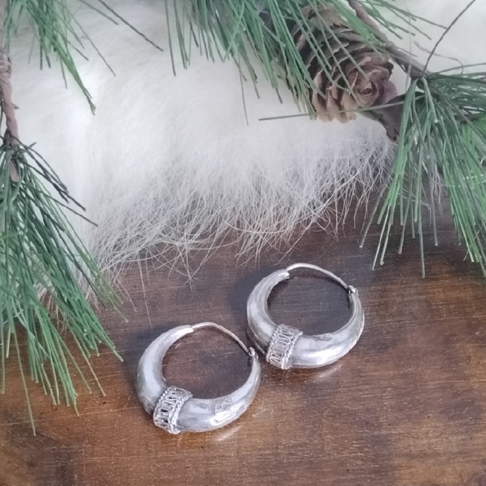 Vintage Silver Hoop Earrings